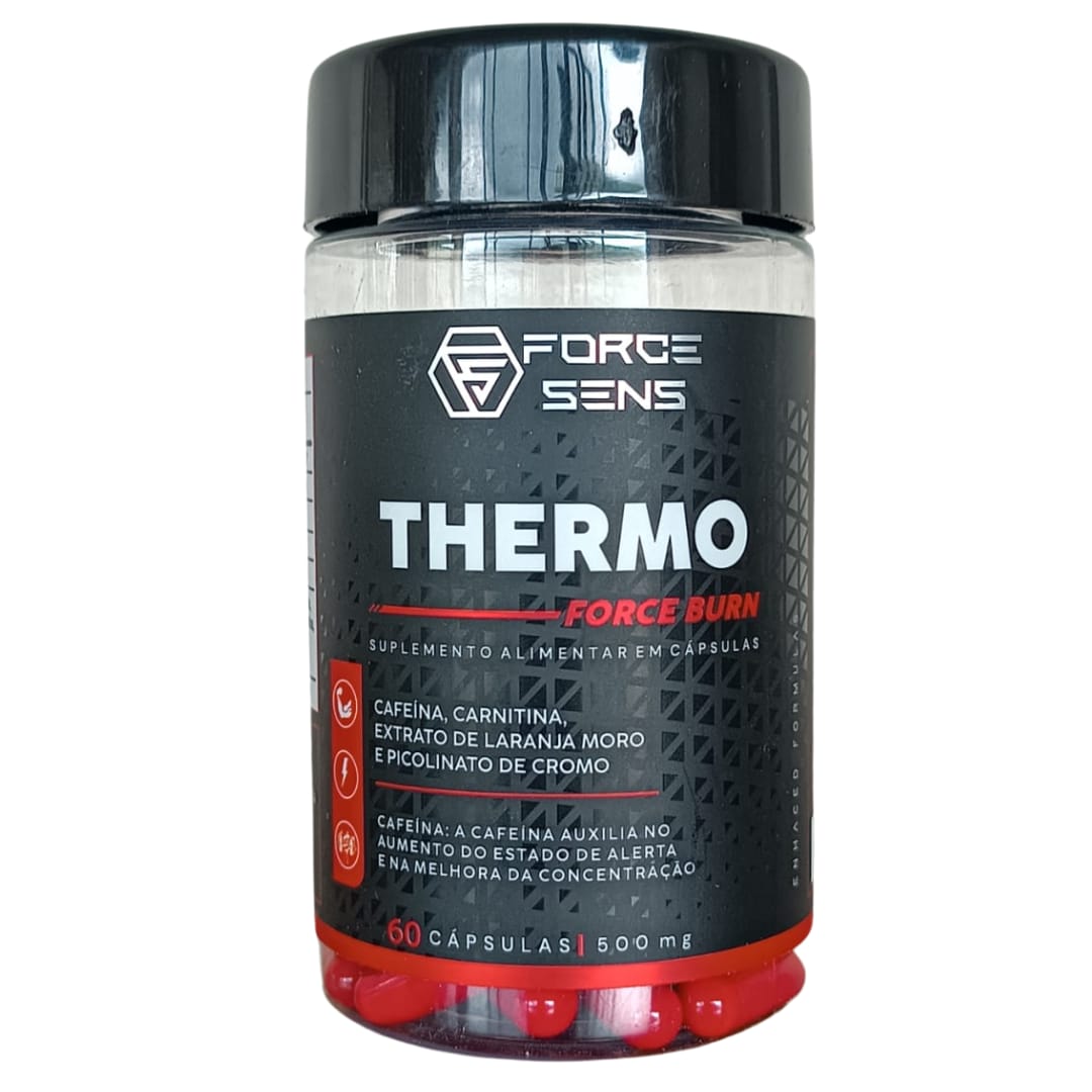 PRÉ TREINO - THERMO FORCE BURN - COM CAFEÍNA - 500mg - 60 Cápsulas - UNIÃO FLORA