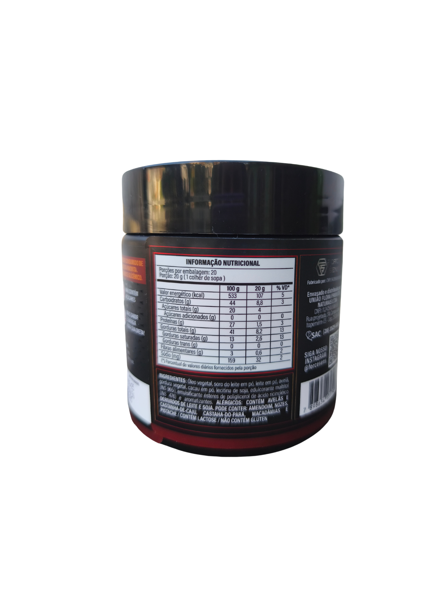 CREME DE AVELÃ FORCE SENS - 400g - ZERO AÇÚCAR - UNIÃO FLORA