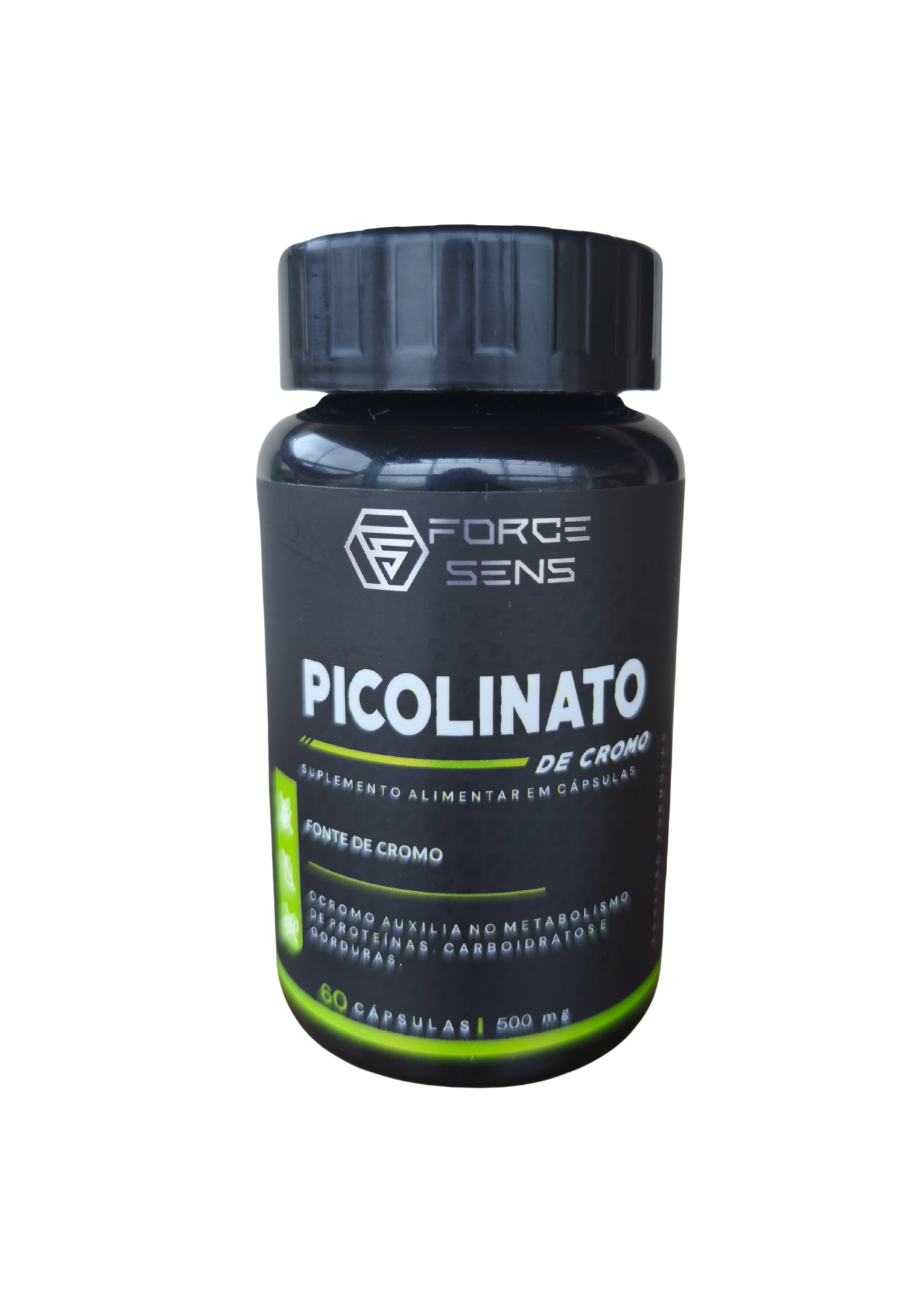 Picolinato de cromo - 500mg - 60 Cápsulas - FORCE SENS - UNIÃO FLORA