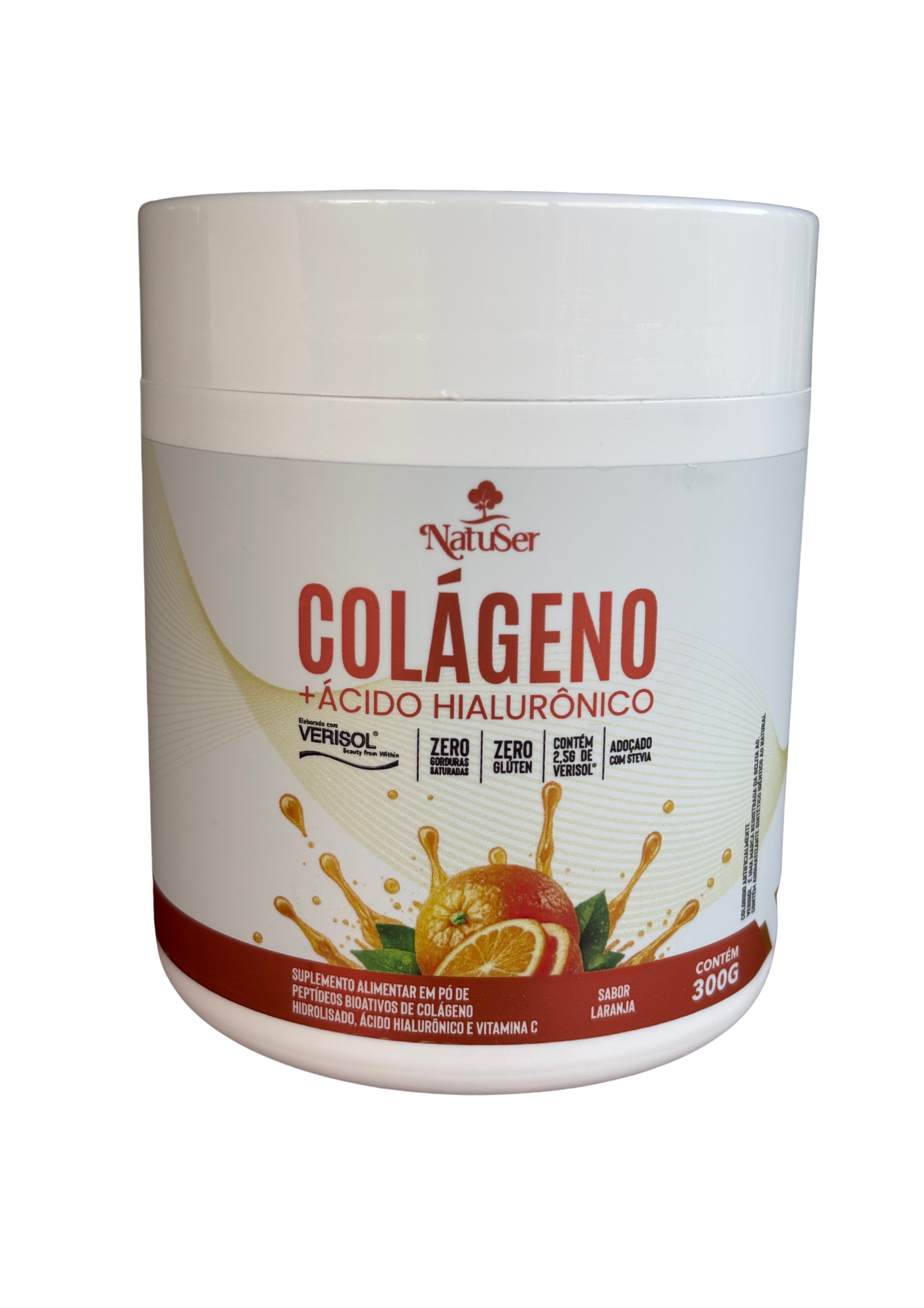 Colágeno + Ácido Hialurônico com Verisol® - 300g - sabor laranja - NATUSER