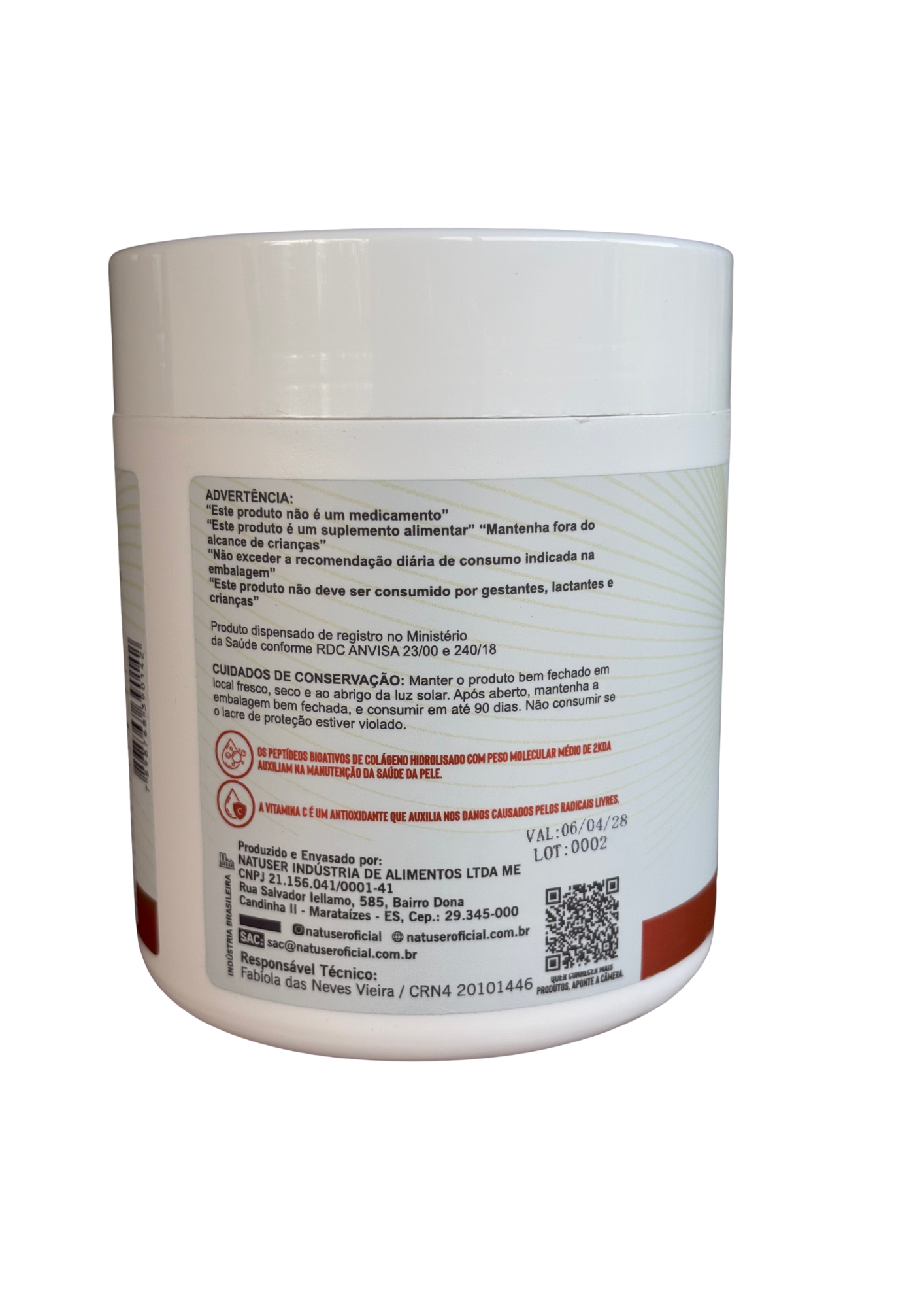 Colágeno + Ácido Hialurônico com Verisol® - 300g - sabor laranja - NATUSER