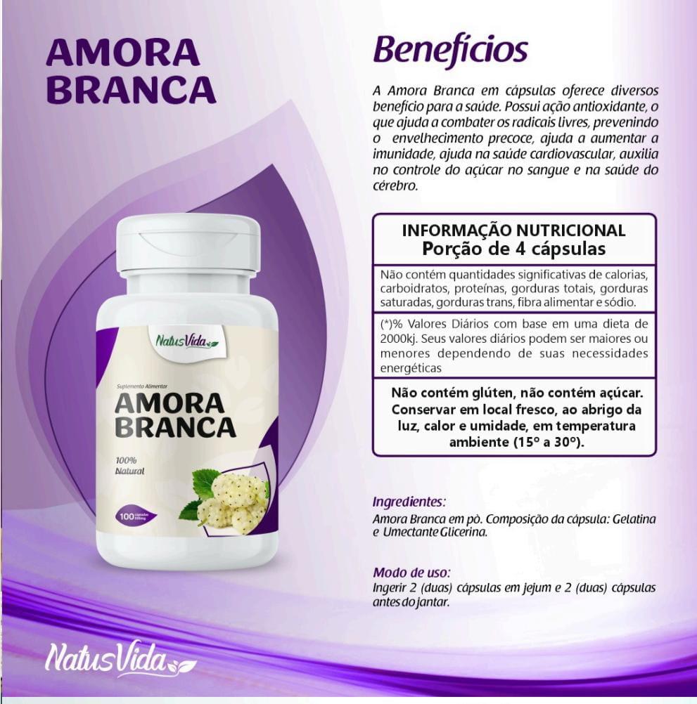 AMORA BRANCA 500mg - 60 Cápsulas