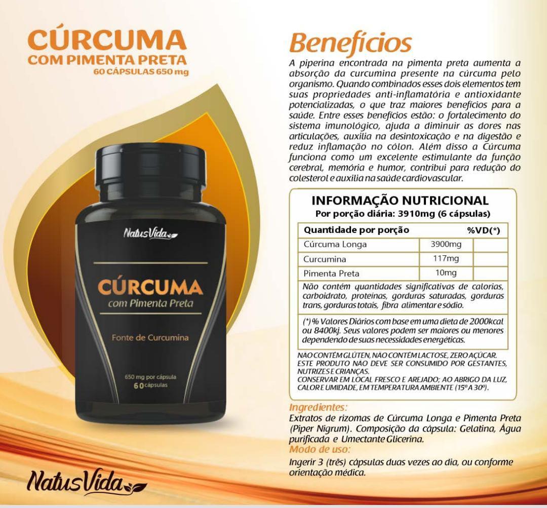 CURCUMA COM PIMENTA PRETA 500mg - 60 Capsulas