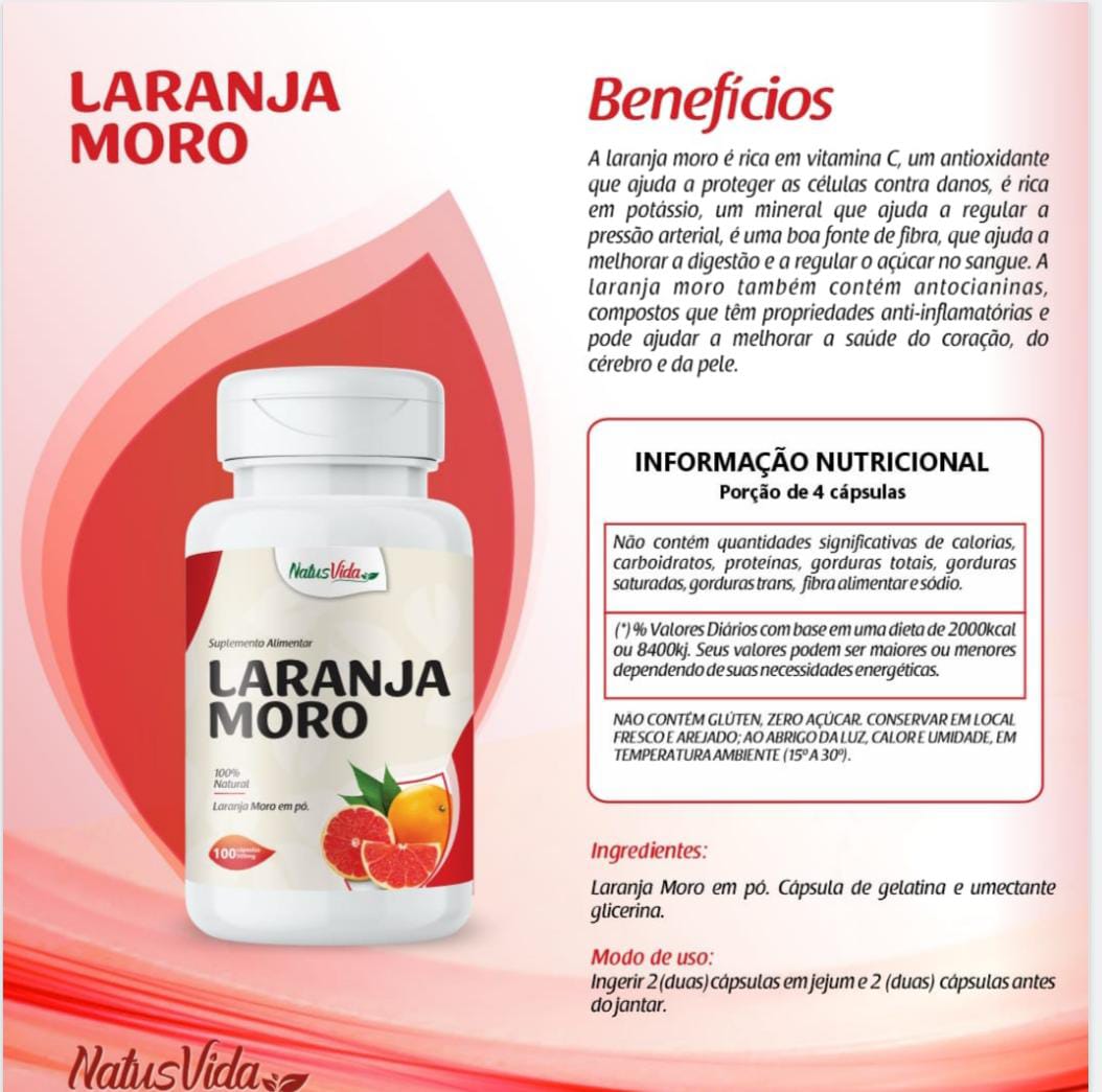 LARANJA MORO 500mg - 100 Cápsulas
