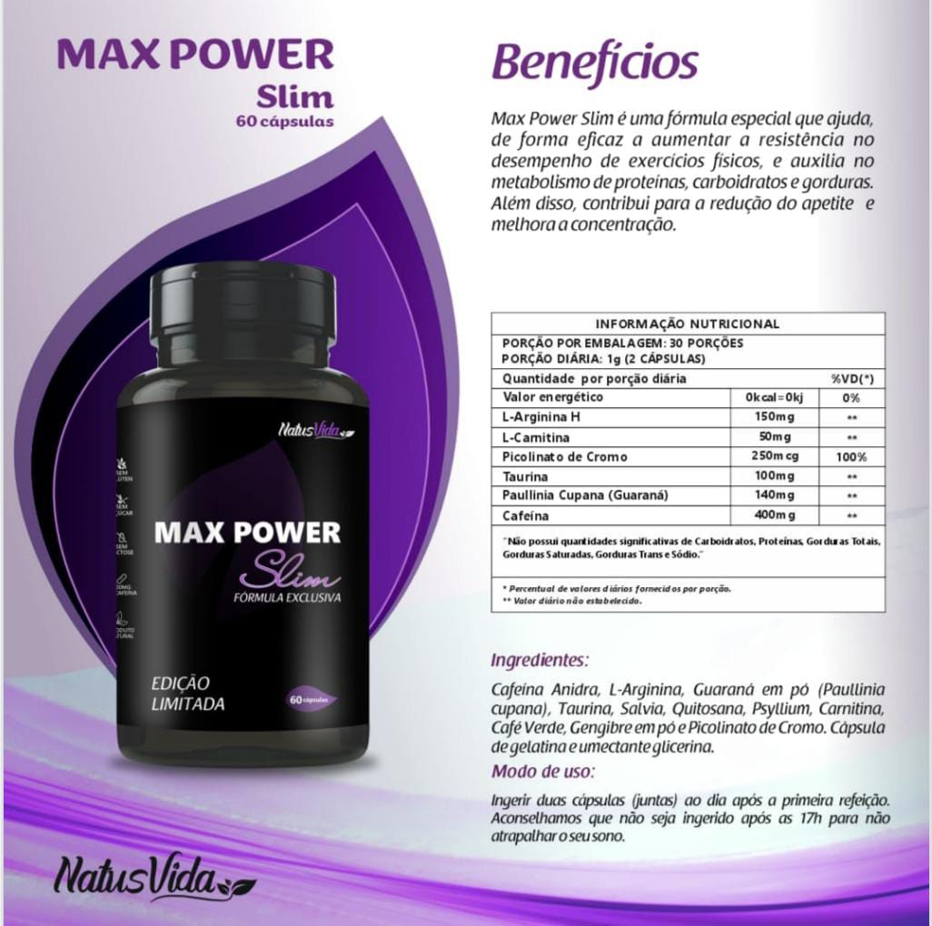 MAX POWER SLIM 500mg - 60 Cápsulas