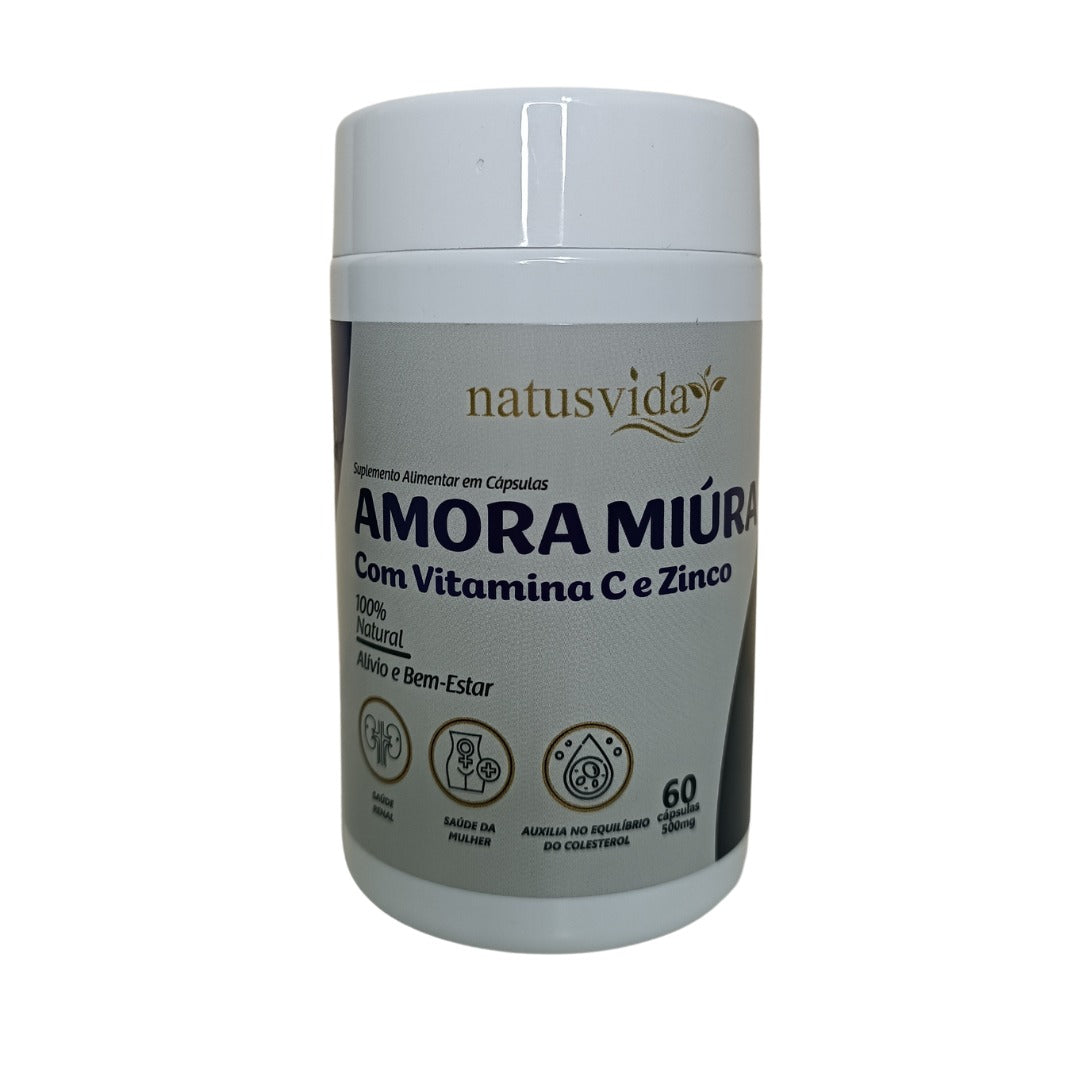 AMORA MIÚRA COM VITAMINA C E ZINCO - 500mg - 60 cápsulas - NATUSVIDA