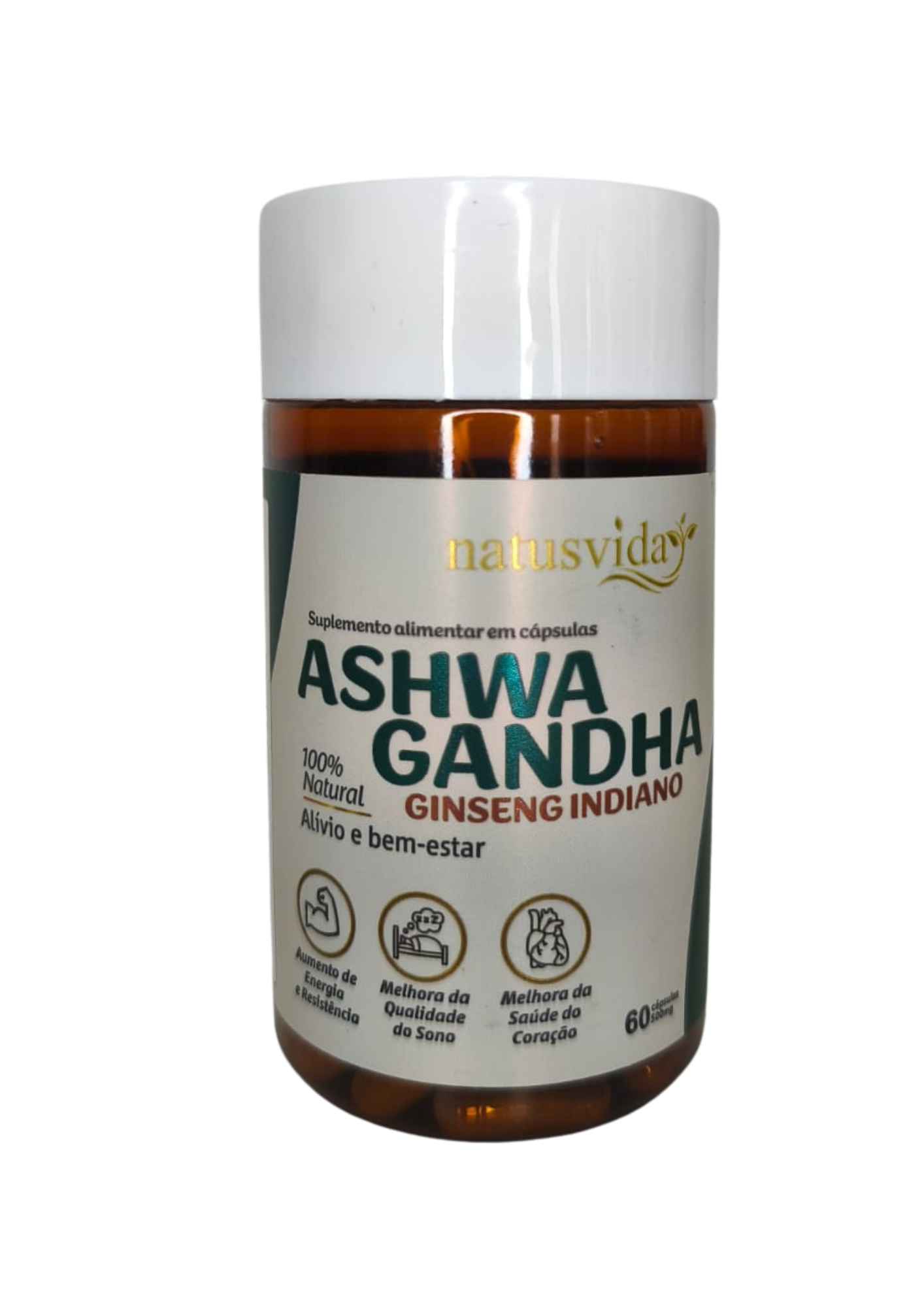 ASHWAGANDHA (Ginseng Indiano) - 500mg - 60 Cápsulas - NATUSVIDA