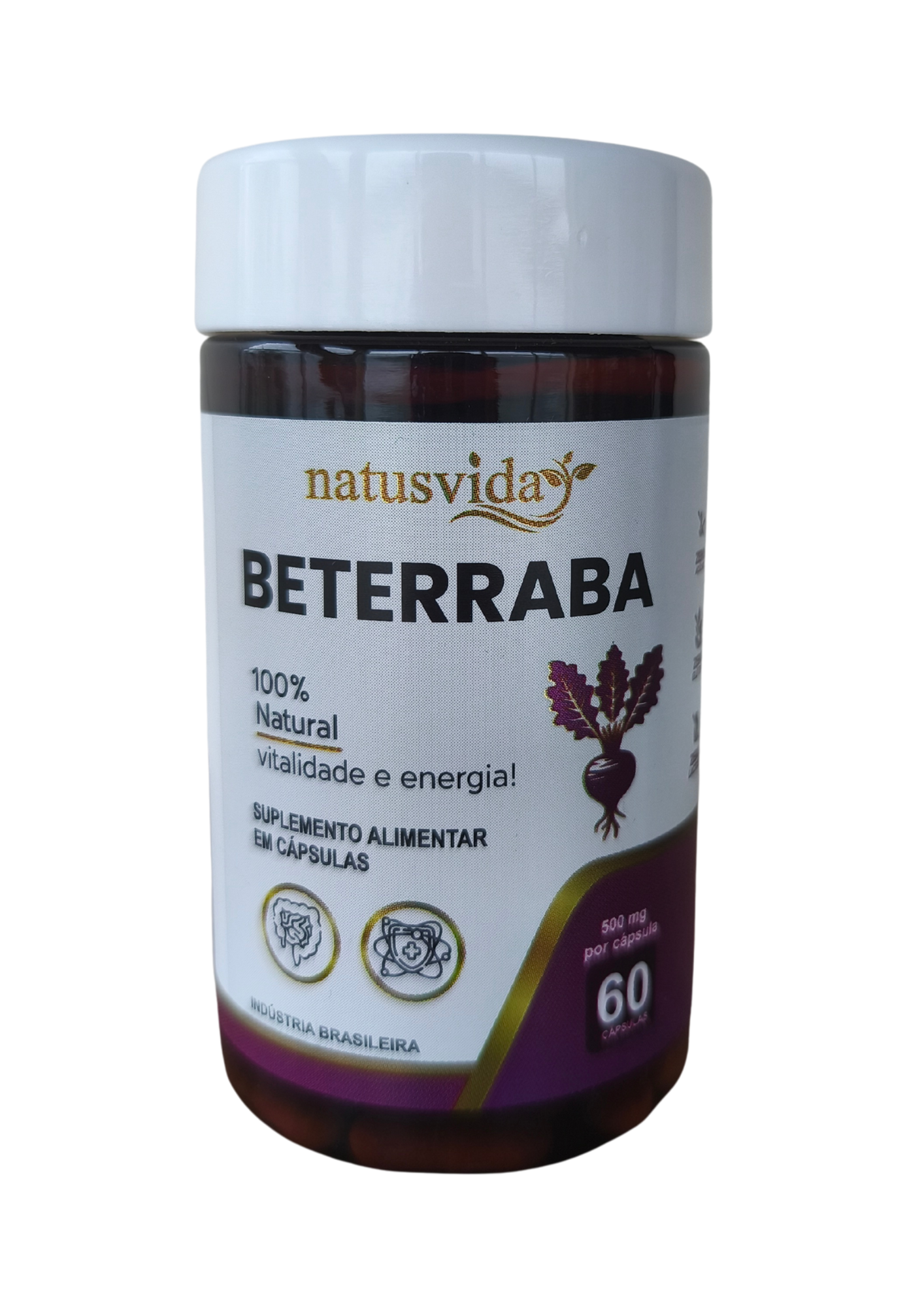 BETERRABA - 500mg - 60 Cápsulas - NATUSVIDA